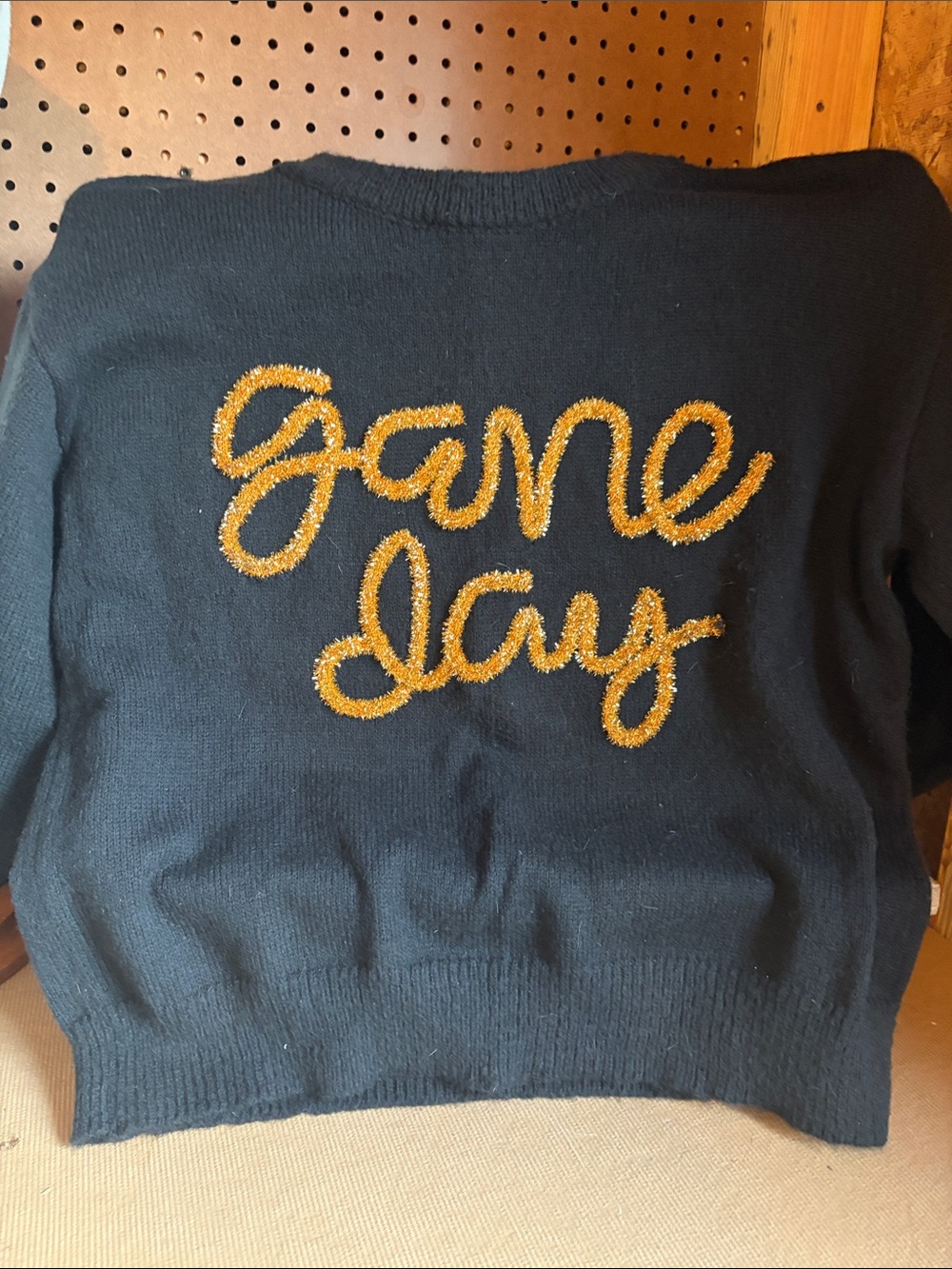 Bibi Black Sweater with Gold 'Game Day' Script large